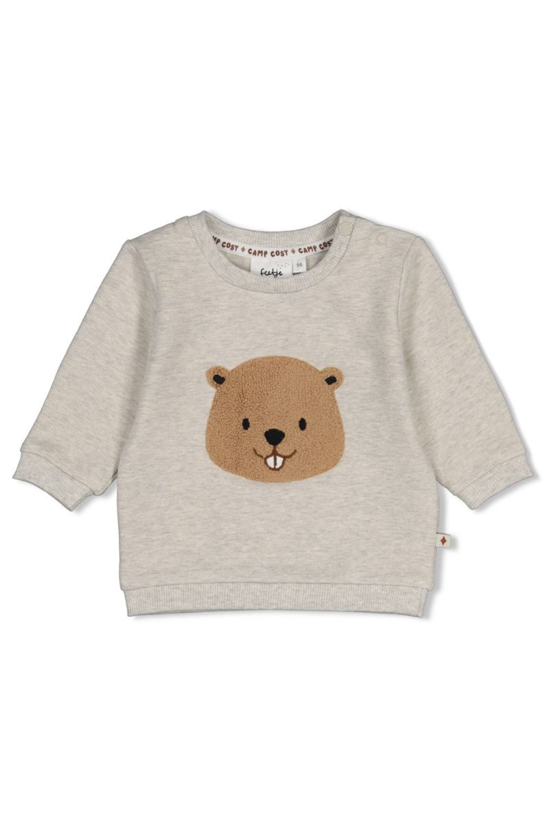 Feetje Sweater Tiny Timber Tales, grijs melange